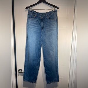 American Eagle Outfitters Blue Baggy Wide Leg Jeans - 12 Short